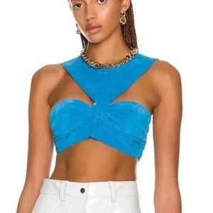 LaQuan Smith Suede Cut Out Twist Crop Top